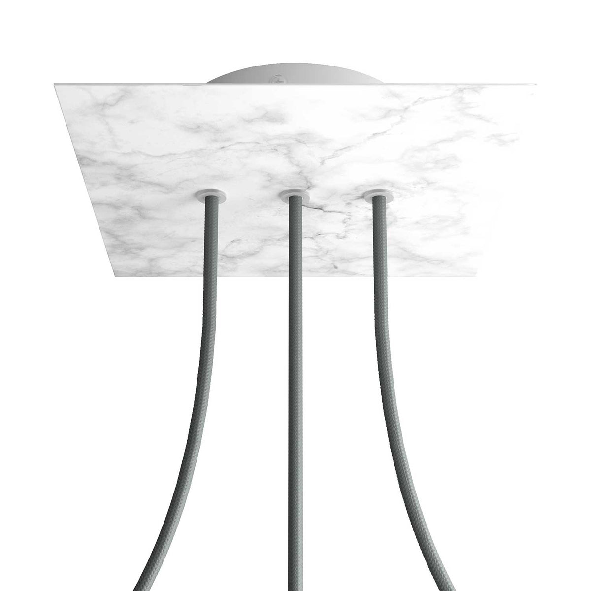 Rosone Rose-One quadratisch, 200 mm mit 3 Öffnungen in Reihe und 4 seitlichen Öffnungen – Carrara-Marmor
