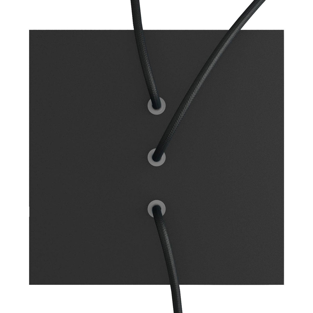 Rose-One quadratischer Baldachin, 200 mm mit 3 linearen und 4 seitlichen Öffnungen – Matt Schwarz – Ansicht 2