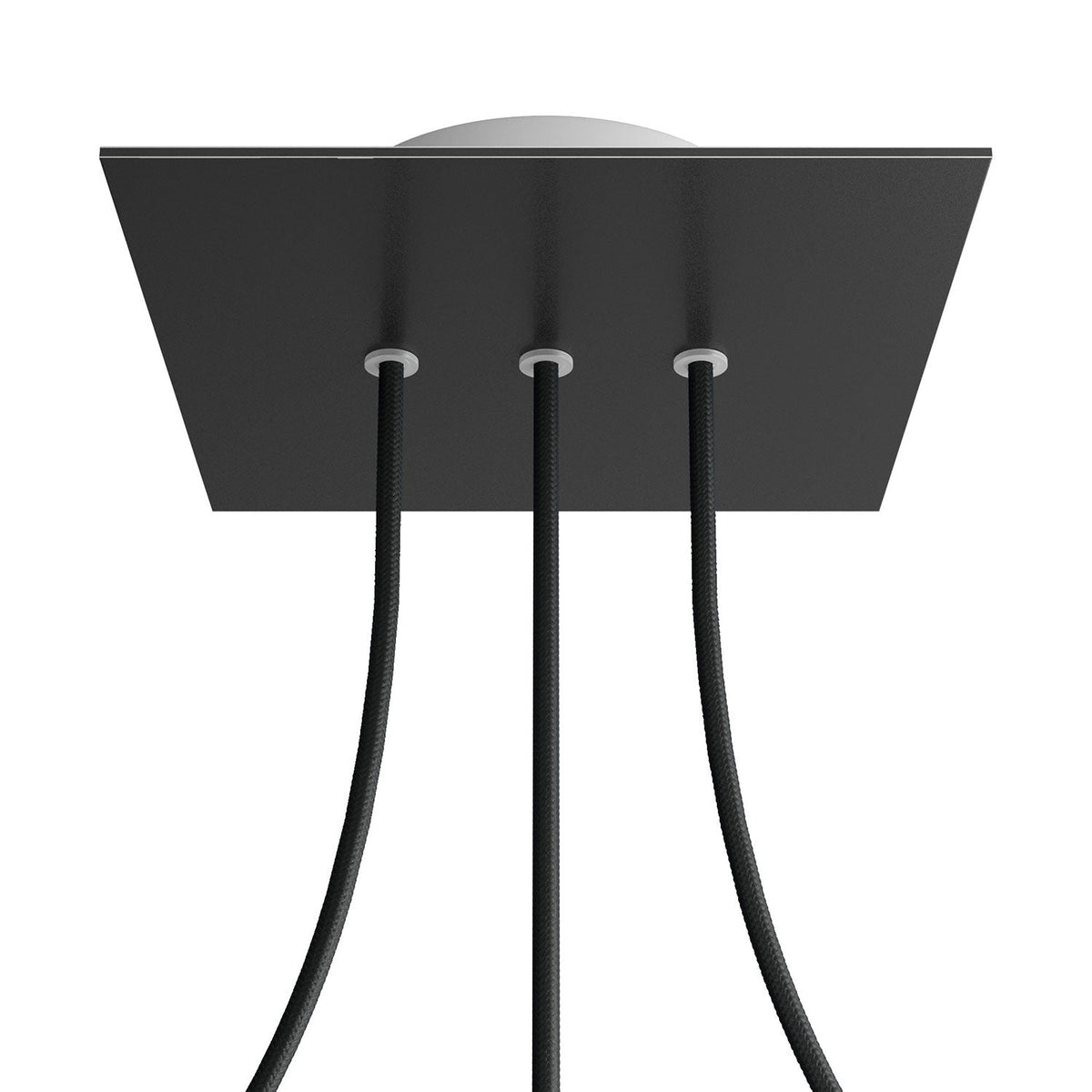 Rose-One quadratischer Baldachin, 200 mm mit 3 linearen und 4 seitlichen Öffnungen – Matt Schwarz