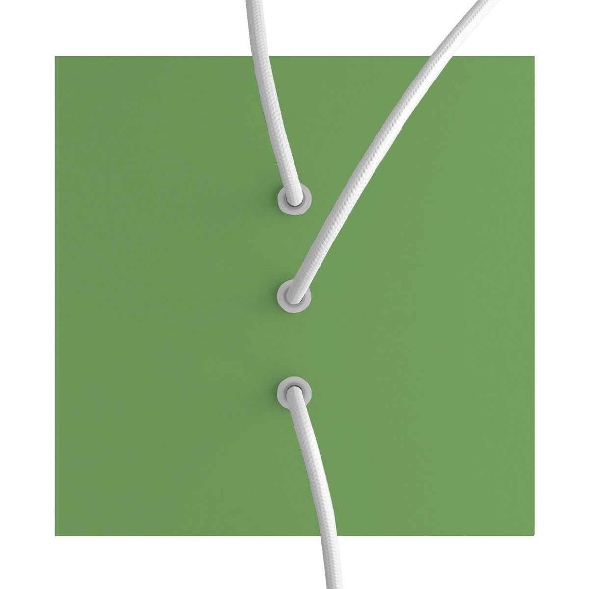 Lampenbaldachin Rose-One quadratisch, 200 mm mit 3 Löchern in Linie und 4 seitlichen Löchern – Wiesengrün – Ansicht 2