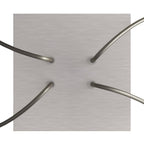 Rose-One Lampenbaldachin quadratisch, 200 mm mit 4 Löchern und 4 seitlichen Löchern – Dibond Edelstahl satiniert – Ansicht 2