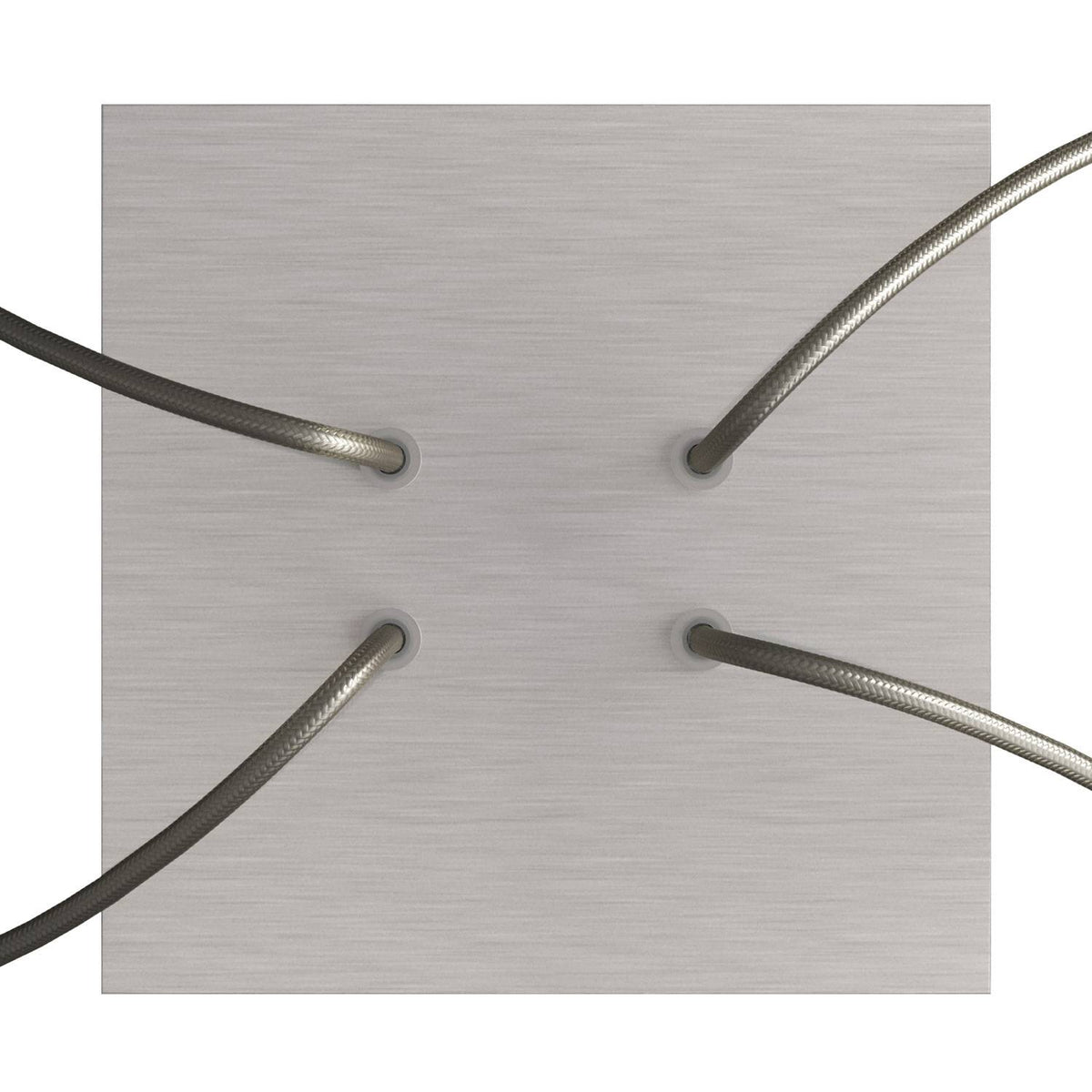 Rose-One Lampenbaldachin quadratisch, 200 mm mit 4 Löchern und 4 seitlichen Löchern – Dibond Edelstahl satiniert – Ansicht 2