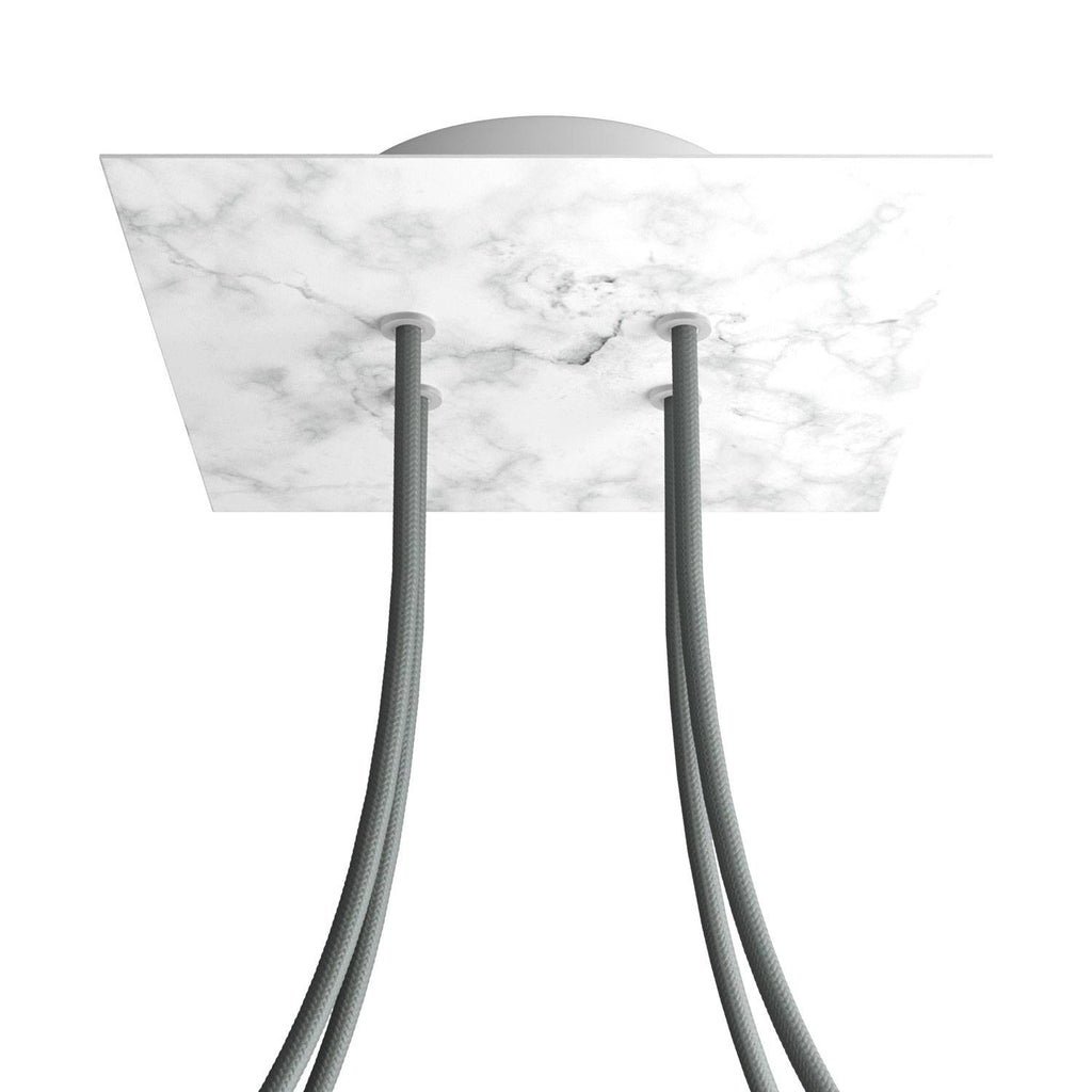 Rosone Rose-One quadratisch, 200 mm mit 4 Löchern und 4 seitlichen Löchern - Carrara-Marmor