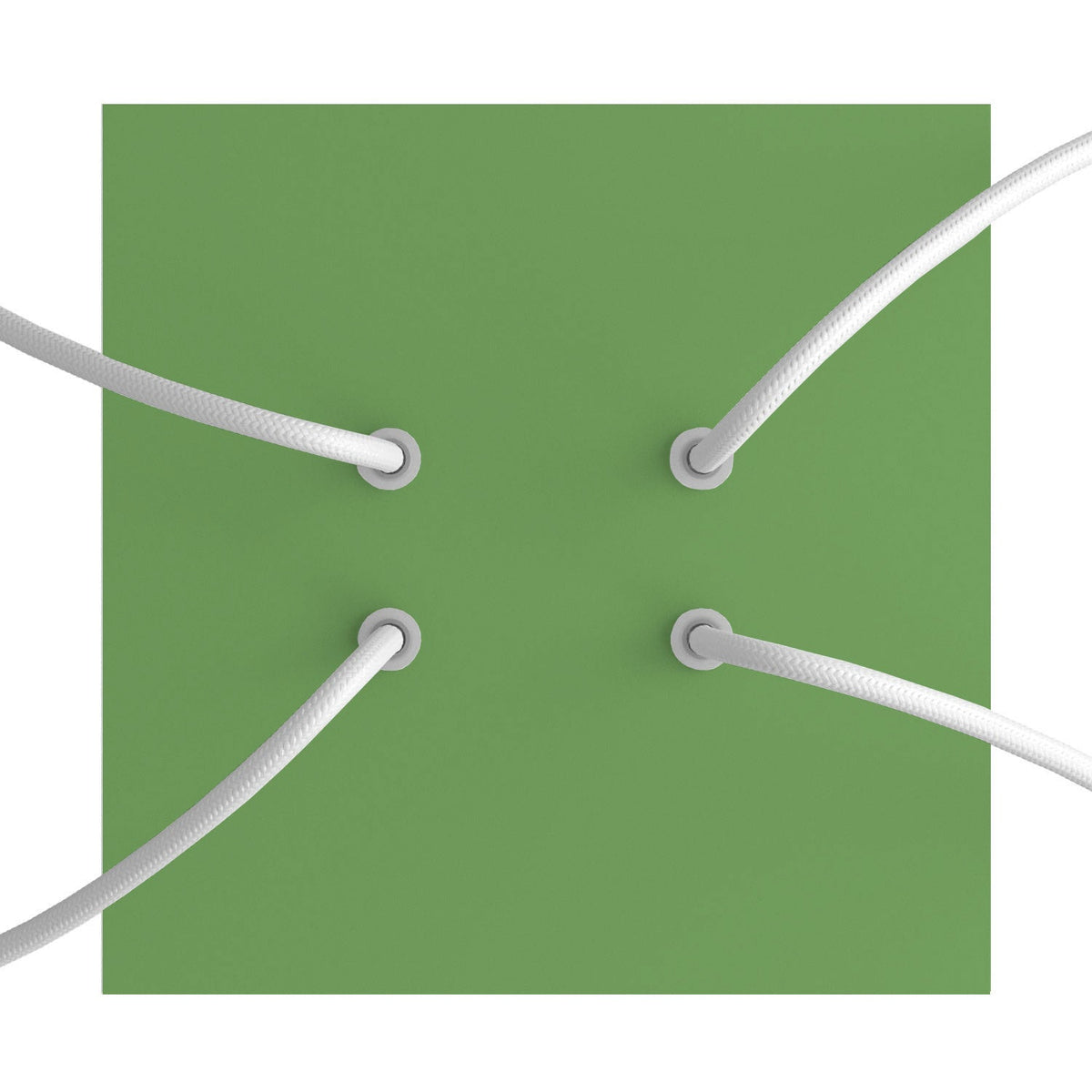 Lampenbaldachin Rose-One quadratisch, 200 mm mit 4 Bohrungen und 4 seitlichen Bohrungen – Wiesengrün – Ansicht 2