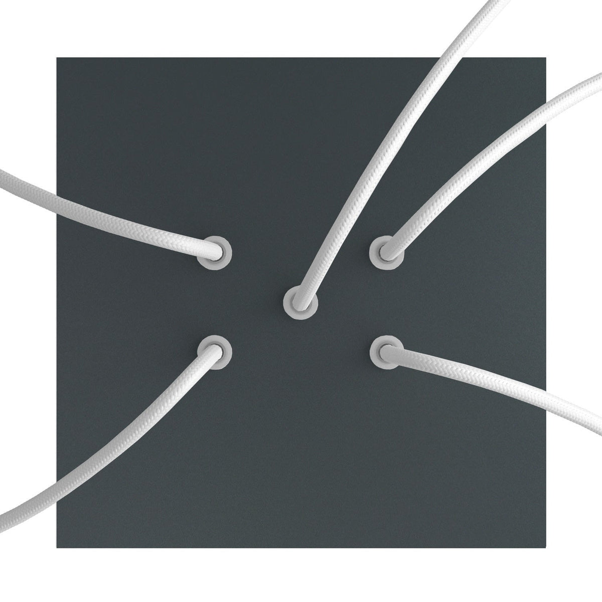 Rose-One quadratischer Lampenbaldachin, 200 mm mit 5 Löchern und 4 seitlichen Löchern - Anthrazit – Ansicht 2
