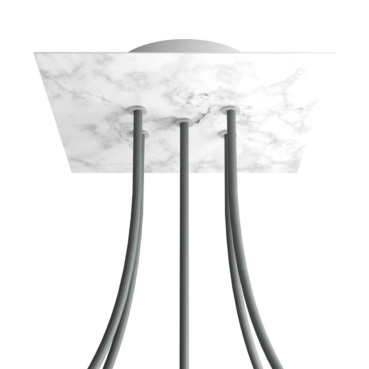 Quadratischer Rose-One Baldachin, 200 mm mit 5 Löchern und 4 seitlichen Löchern – Carrara-Marmor
