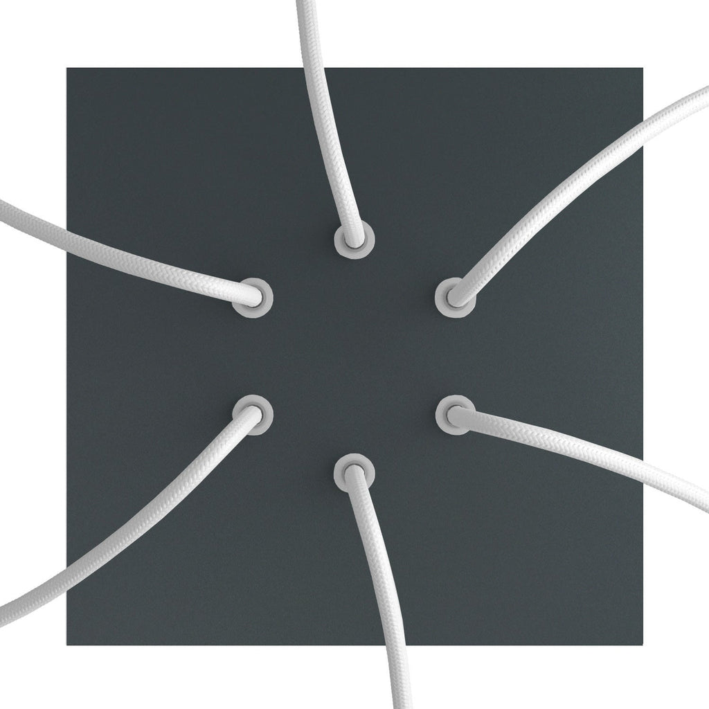 Rose-One Baldachin Quadrat, 200 mm mit 6 Löchern und 4 seitlichen Löchern – Anthrazit – Ansicht 2