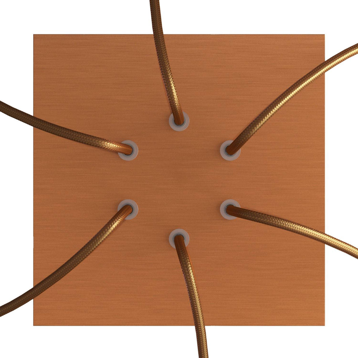 Rose-One Baldachin quadratisch, 200 mm mit 6 Löchern und 4 seitlichen Löchern – Dibond Satin-Kupfer – Ansicht 2
