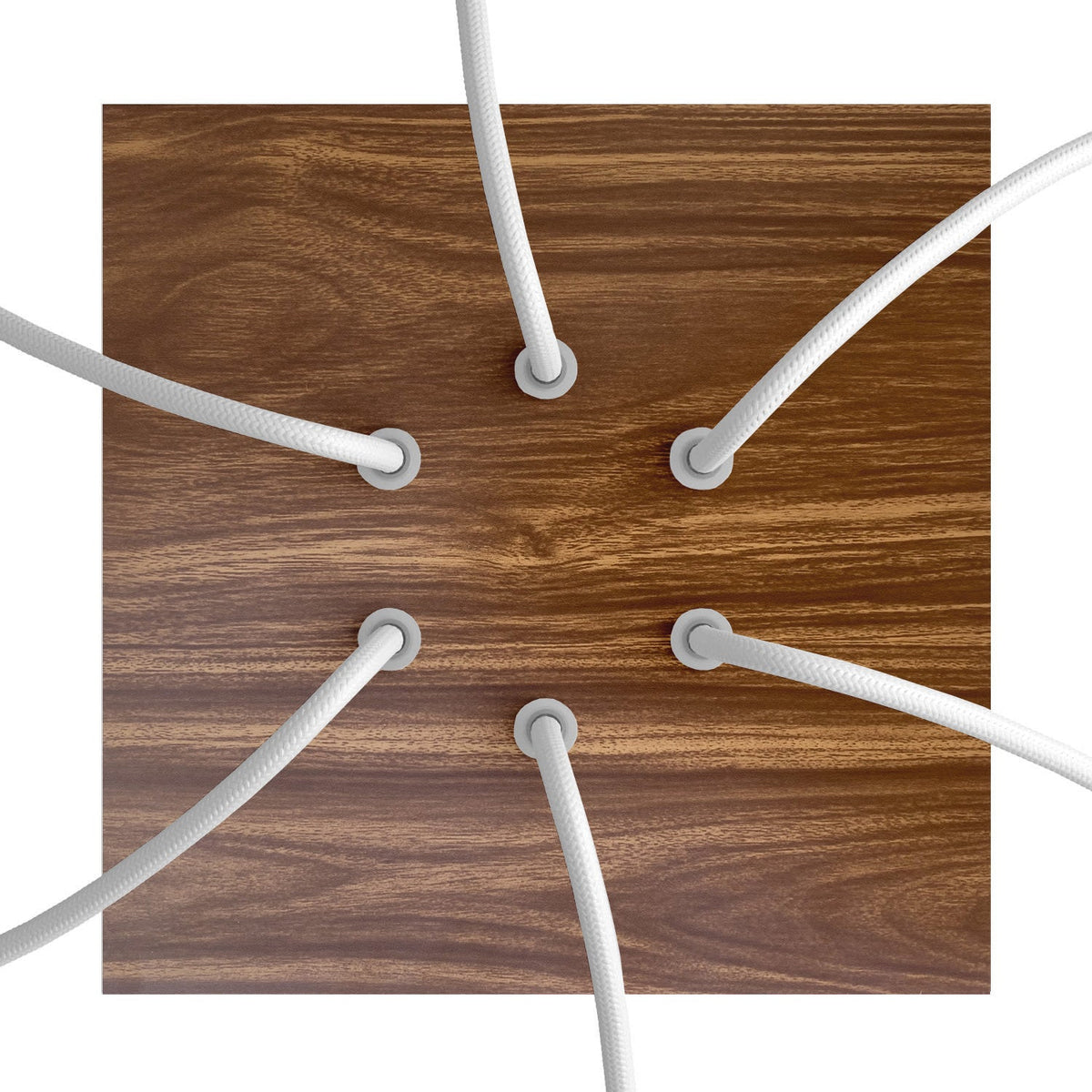 Quadratischer Baldachin Rose-One, 200 mm mit 6 Löchern und 4 seitlichen Löchern – Holz – Ansicht 2