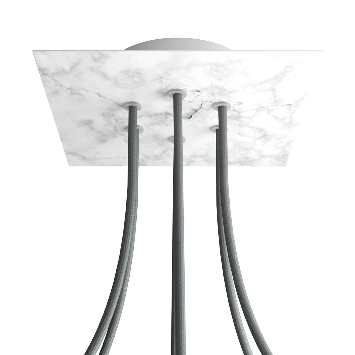 Lampenbaldachin Rose-One quadratisch, 200 mm mit 6 Löchern und 4 seitlichen Löchern – Marmor Carrara