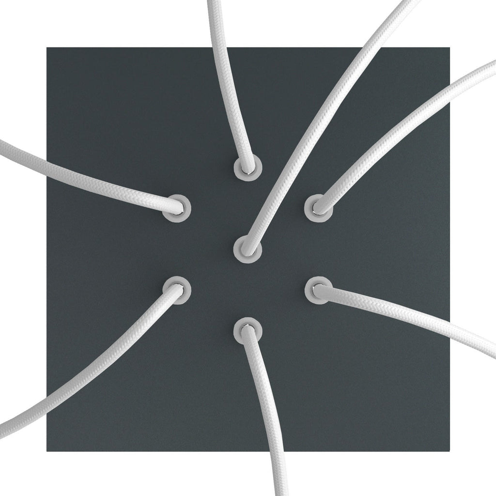 Quadratischer Rose-One-Baldachin, 200 mm mit 7 Löchern und 4 seitlichen Löchern – Anthrazit – Ansicht 2