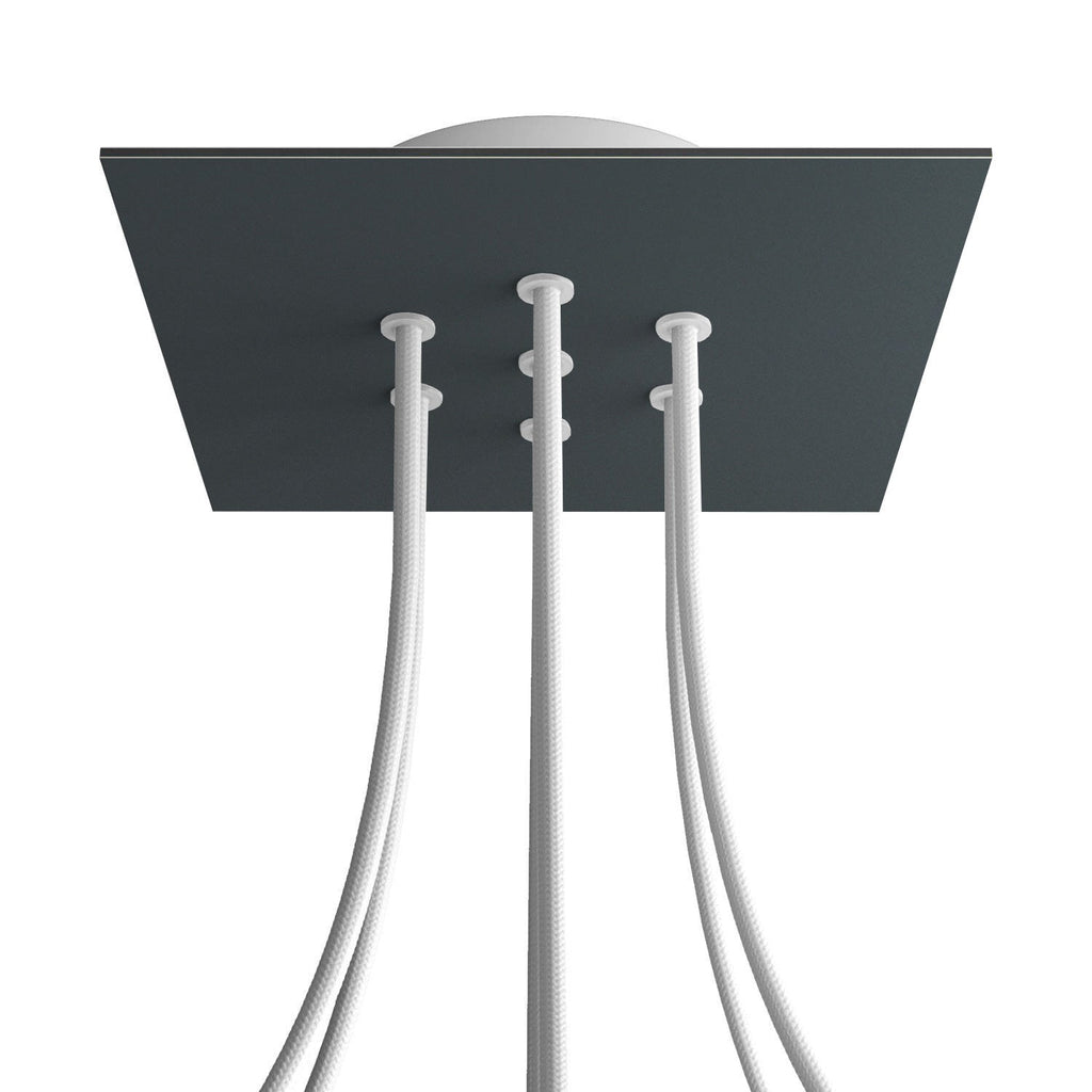 Quadratischer Rose-One-Baldachin, 200 mm mit 7 Löchern und 4 seitlichen Löchern – Anthrazit