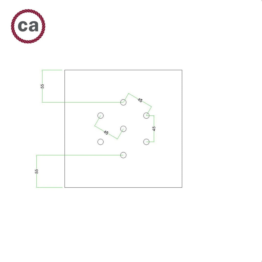 Quadratischer Rose-One-Baldachin, 200 mm mit 7 Löchern und 4 seitlichen Löchern – Anthrazit – Ansicht 7