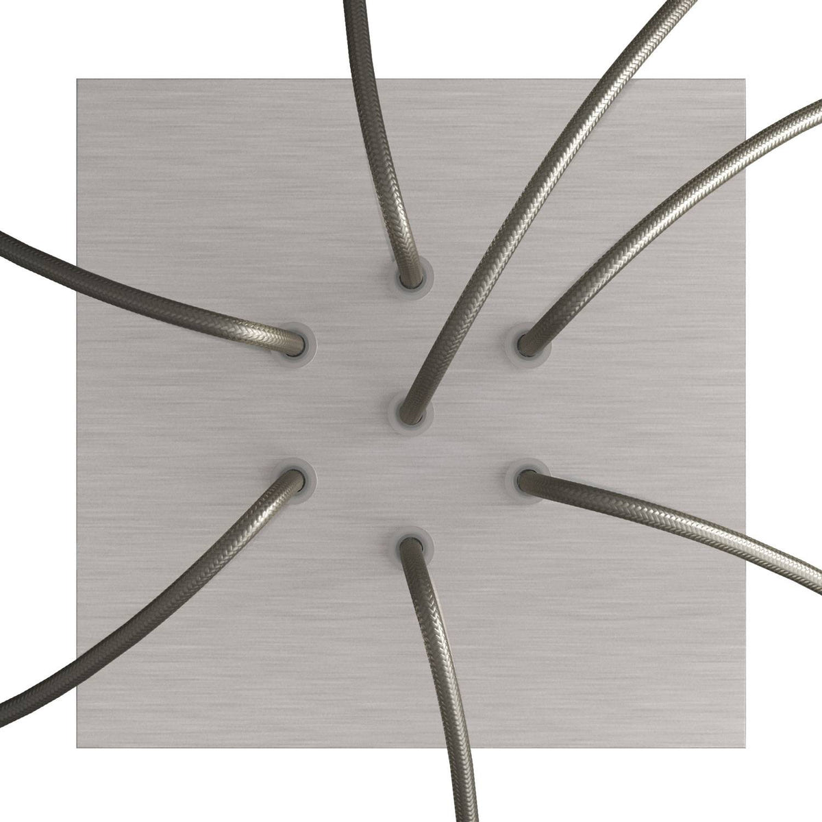 Lampenbaldachin Rose-One quadratisch, 200 mm mit 7 Löchern und 4 seitlichen Löchern – Dibond satiniertes Stahl – Ansicht 2