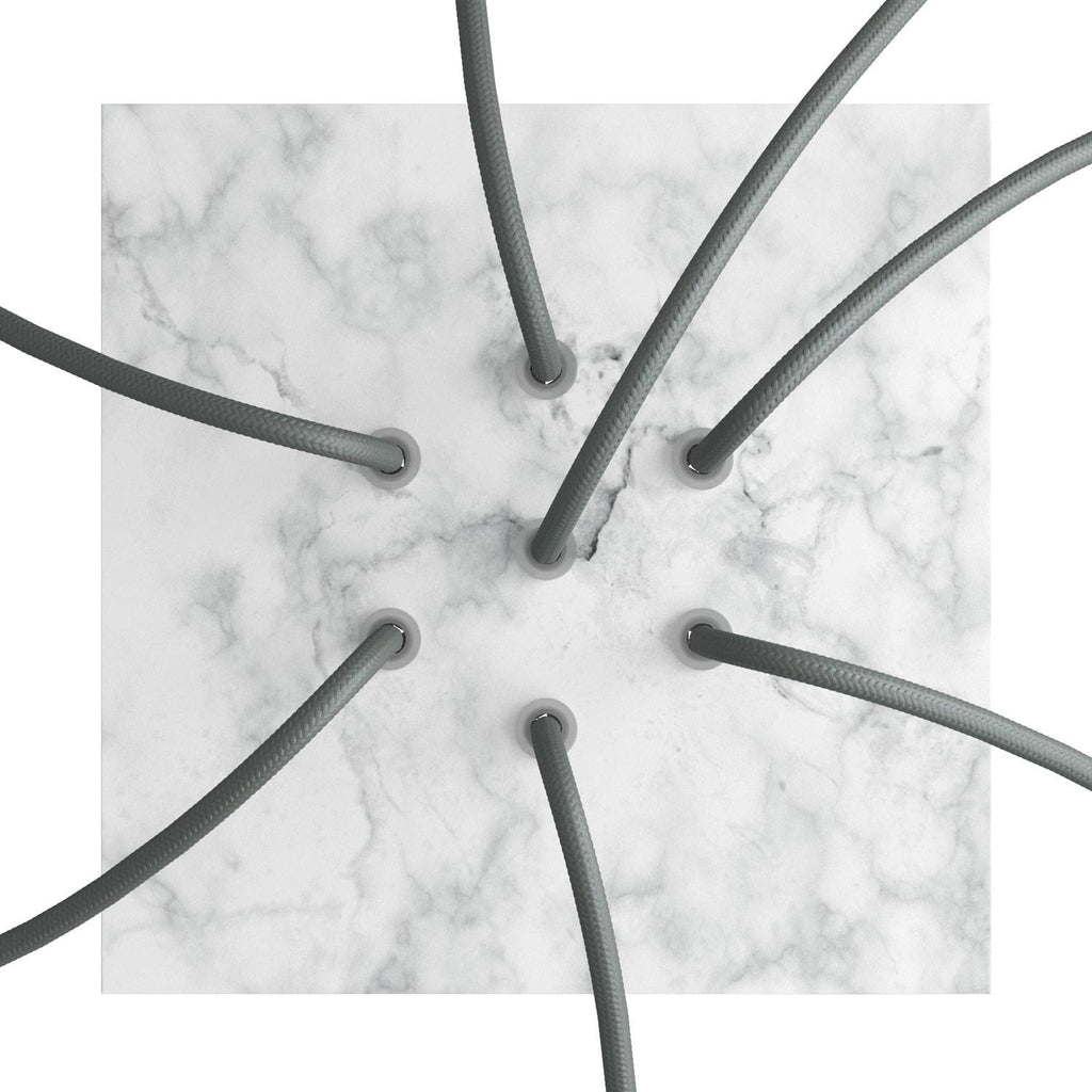Rose-One quadratische Deckenrosette, 200 mm mit 7 und 4 seitlichen Löchern – Marmor Carrara – Ansicht 2