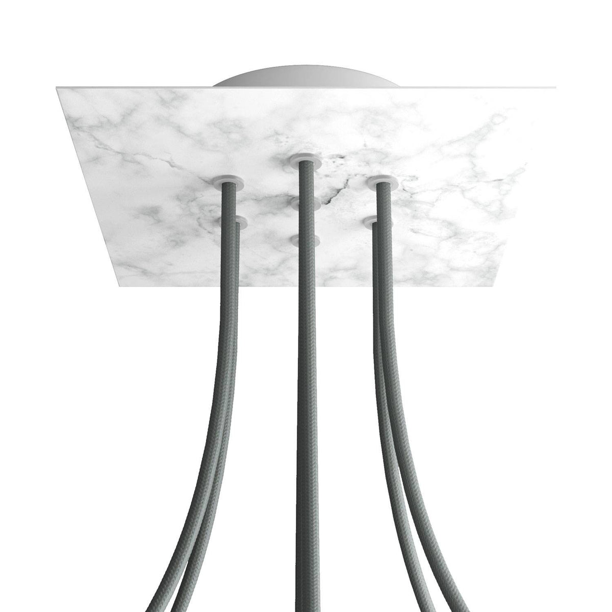 Rose-One quadratische Deckenrosette, 200 mm mit 7 und 4 seitlichen Löchern – Marmor Carrara