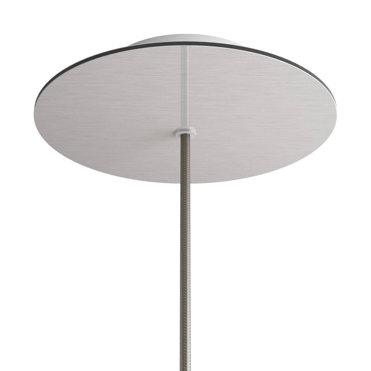 Runder Lampenbaldachin Rose-One, Durchmesser 200 mm mit 1 Loch und 4 seitlichen Löchern – Dibond gebürsteter Stahl