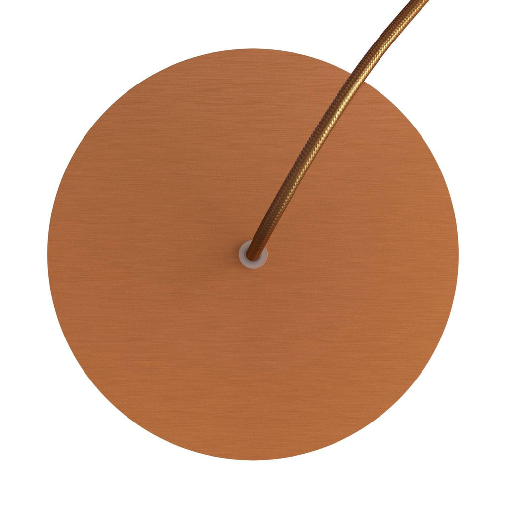Lampenbaldachin Rose-One rund, Durchmesser 200 mm mit 1 Loch und 4 seitlichen Löchern – Dibond Kupfer satiniert – Ansicht 2