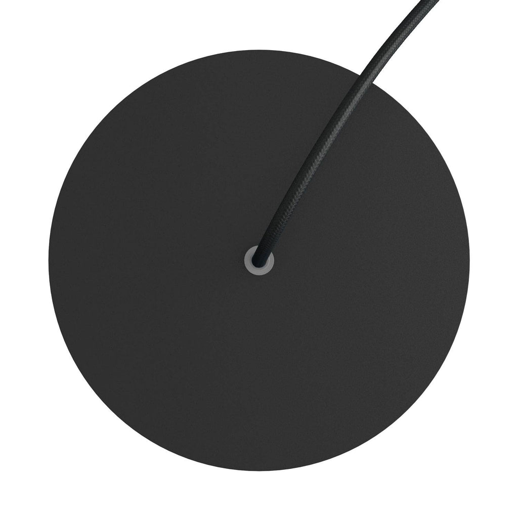 Runder Rose-One-Baldachin, Durchmesser 200 mm mit 1 Loch und 4 seitlichen Bohrungen – Matt Schwarz – Ansicht 2