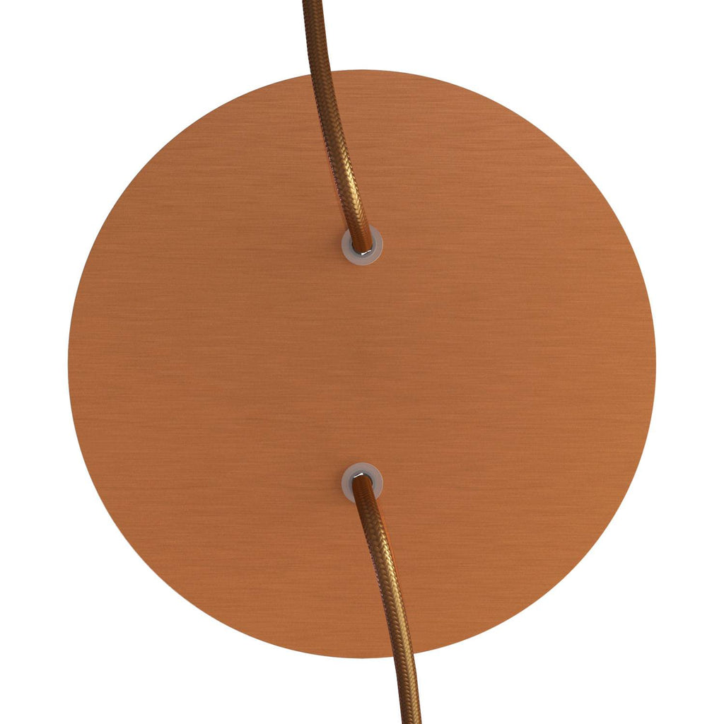 Rose-One Baldachin rund, Durchmesser 200 mm mit 2 Löchern und 4 seitlichen Löchern – Dibond mit satiniertem Kupfer – Ansicht 2