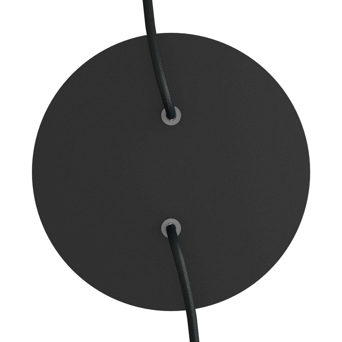Rose-One Baldachin rund, Durchmesser 200 mm mit 2 Bohrungen und 4 seitlichen Bohrungen – Matt-Schwarz – Ansicht 2