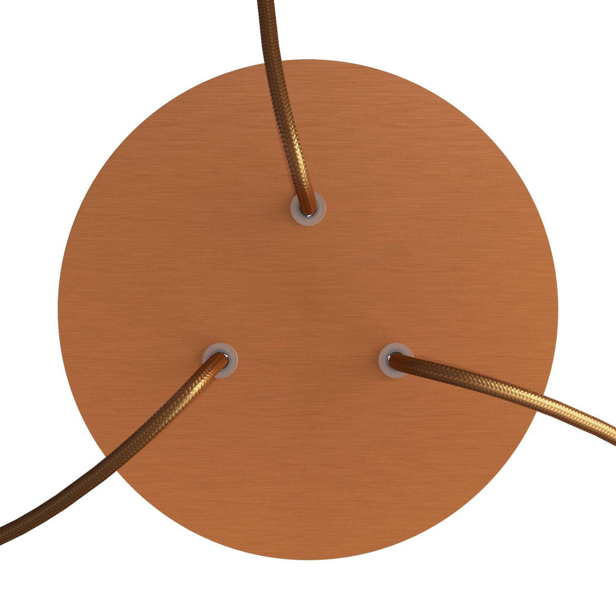 Runder Lampenbaldachin Rose-One, Durchmesser 200 mm mit 3 Löchern und 4 seitlichen Löchern - Dibond Satin-Kupfer – Ansicht 2