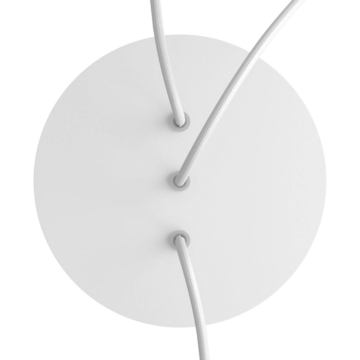 Runder Rose-One Baldachin, Durchmesser 200 mm mit 3 Löchern in Reihe und 4 seitlichen Löchern – Mattweiß – Ansicht 2
