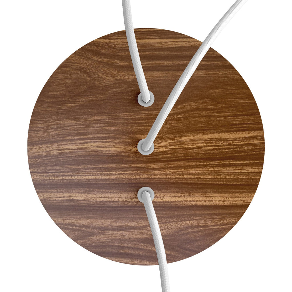 Lampenbaldachin Rose-One rund, Durchmesser 200 mm mit 3 Bohrungen in Linie und 4 seitlichen Bohrungen – Holz – Ansicht 2