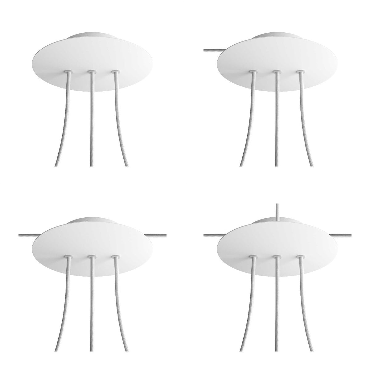 Rosone Rose-One rund, Durchmesser 200 mm mit 3 Löchern in einer Linie und 4 seitlichen Löchern - Matt Schwarz – Ansicht 4