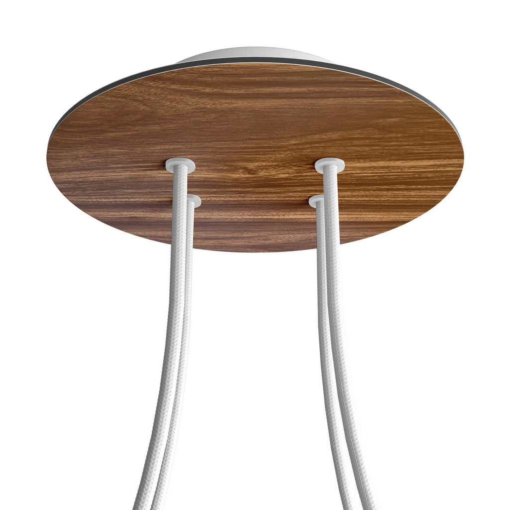 Lampenbaldachin Rose-One rund, Durchmesser 200 mm mit 4 Löchern und 4 seitlichen Löchern - Holz