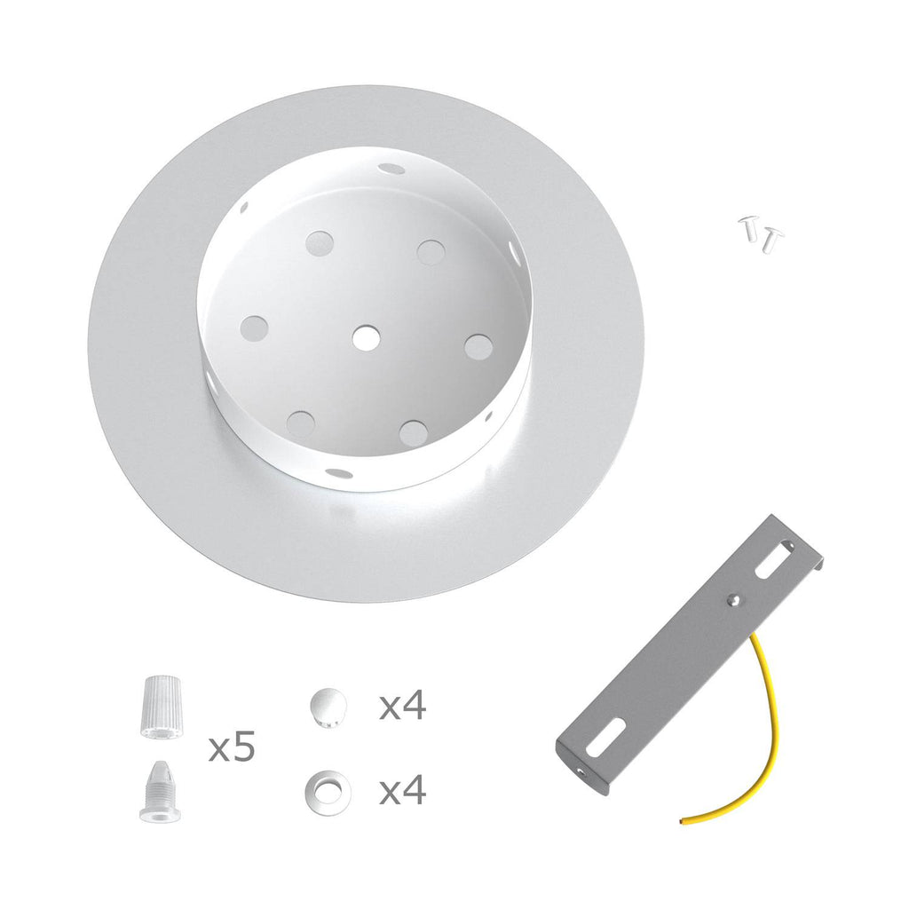 Rose-One Baldachin rund, Durchmesser 200 mm mit 5 Löchern und 4 seitlichen Löchern – Dibond Edelstahl matt – Ansicht 6