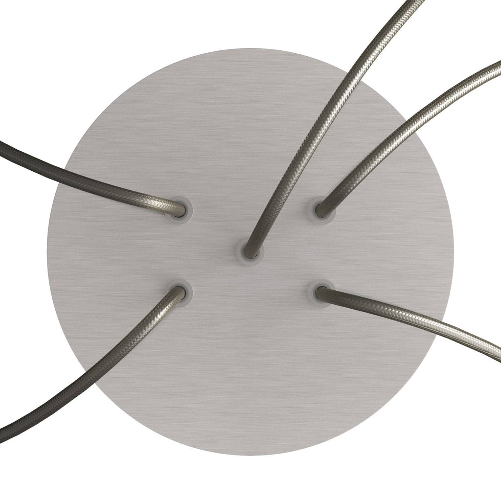 Rose-One Baldachin rund, Durchmesser 200 mm mit 5 Löchern und 4 seitlichen Löchern – Dibond Edelstahl matt – Ansicht 2