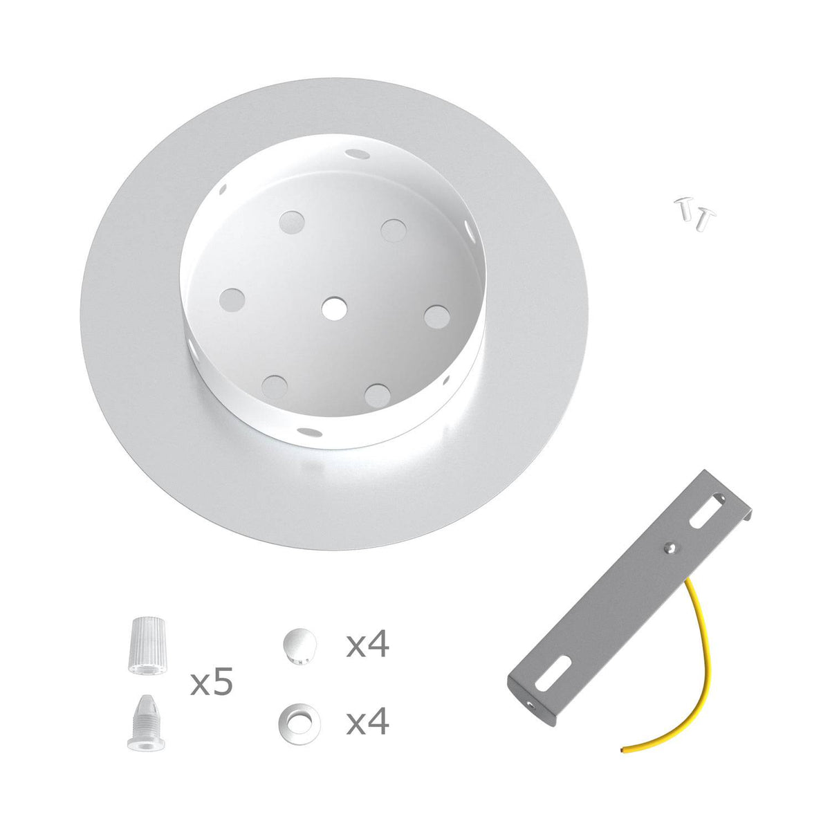 Runder Rose-One-Baldachin, Durchmesser 200 mm mit 5 Bohrungen und 4 seitlichen Bohrungen – Matt Schwarz – Ansicht 6