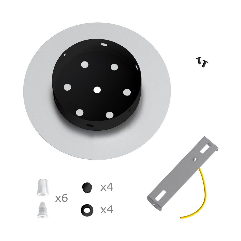 Lampenbaldachin Rose-One rund, Durchmesser 200 mm mit 6 Löchern und 4 seitlichen Löchern – Anthrazit – Ansicht 10