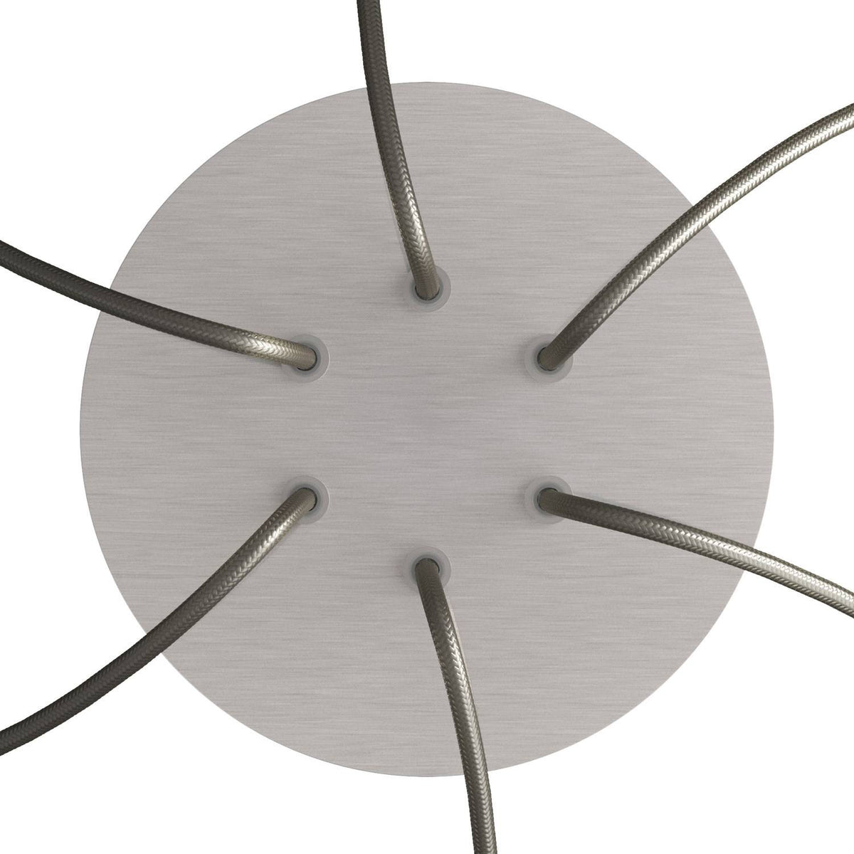 Runder Rose-One Baldachin, Durchmesser 200 mm mit 6 Bohrungen und 4 seitlichen Löchern - Dibond Mattstahl – Ansicht 2