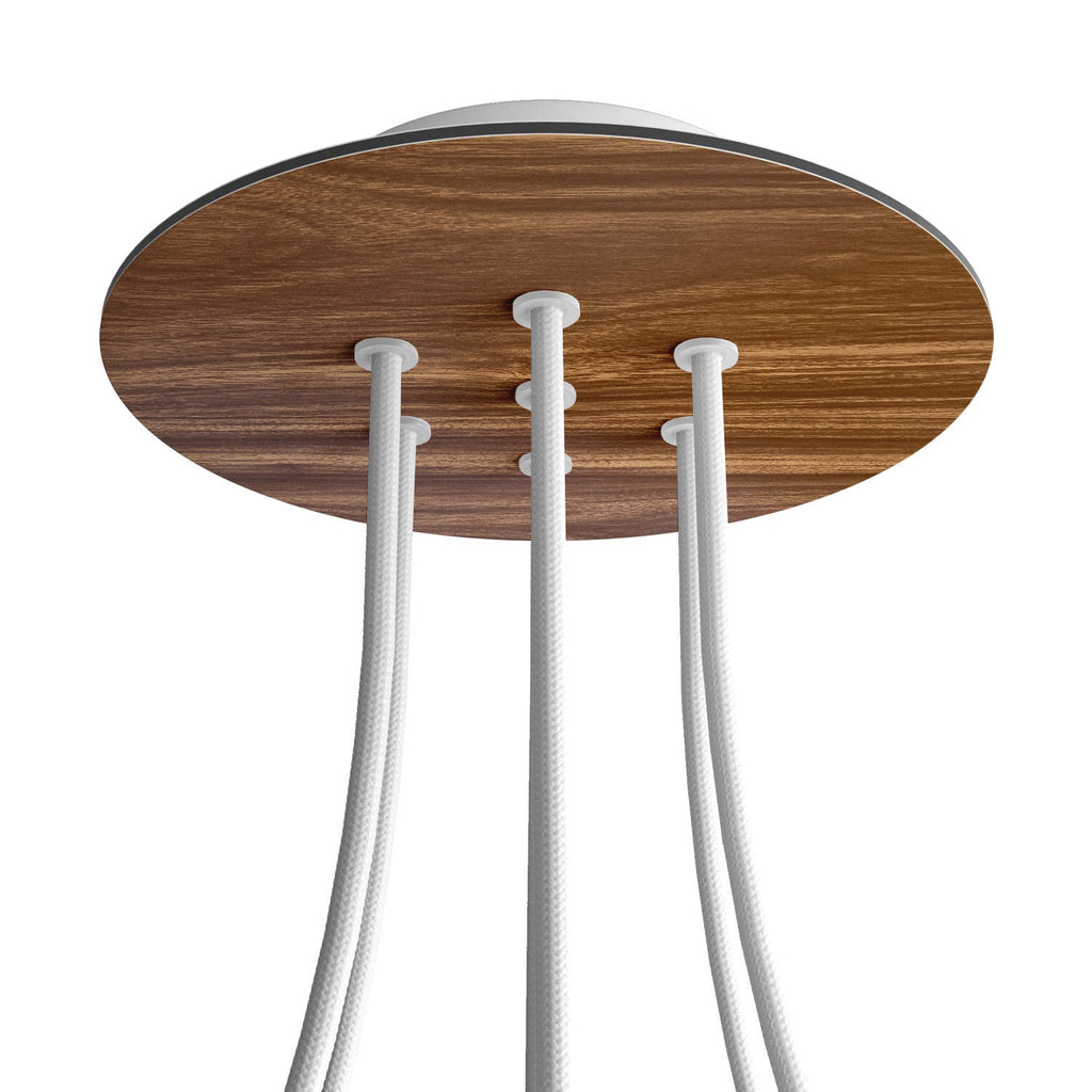 Lampenbaldachin Rose-One rund, Durchmesser 200 mm mit 7 Löchern und 4 seitlichen Löchern – Holz