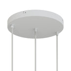 Runder Lampenbaldachin aus Aluminium Ø 30 cm mit Halterung und Schutzleiter-Textilkabel, mit 3 frontalen Bohrungen – Mattweiß