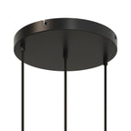 Runder Lampenbaldachin aus Aluminium Ø 30 cm mit Halterung und Erdungs-Textilkabel, mit 3 Frontbohrungen – Schwarz