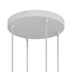 Runder Lampenbaldachin aus Aluminium Ø 30 cm mit Halterung und Erdungs-Textilkabel, mit 4 Frontbohrungen – Mattweiß