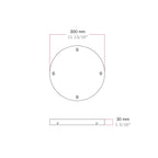 Runder Lampenbaldachin aus Aluminium Ø 30 cm mit Halterung und Erdungs-Textilkabel, mit 4 Frontbohrungen – Mattweiß – Ansicht 5