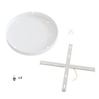 Runder Lampenbaldachin aus Aluminium Ø 30 cm mit Halterung und Erdungs-Textilkabel, mit 4 Frontbohrungen – Mattweiß – Ansicht 4