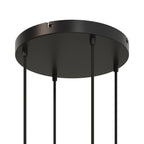 Runder Lampenbaldachin aus Aluminium Ø 30 cm mit Halterung und Erdungs-Textilkabel, mit 4 Frontbohrungen – Schwarz