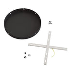 Runder Lampenbaldachin aus Aluminium Ø 30 cm mit Halterung und Erdungs-Textilkabel, mit 4 Seitenbohrungen – Schwarz – Ansicht 4