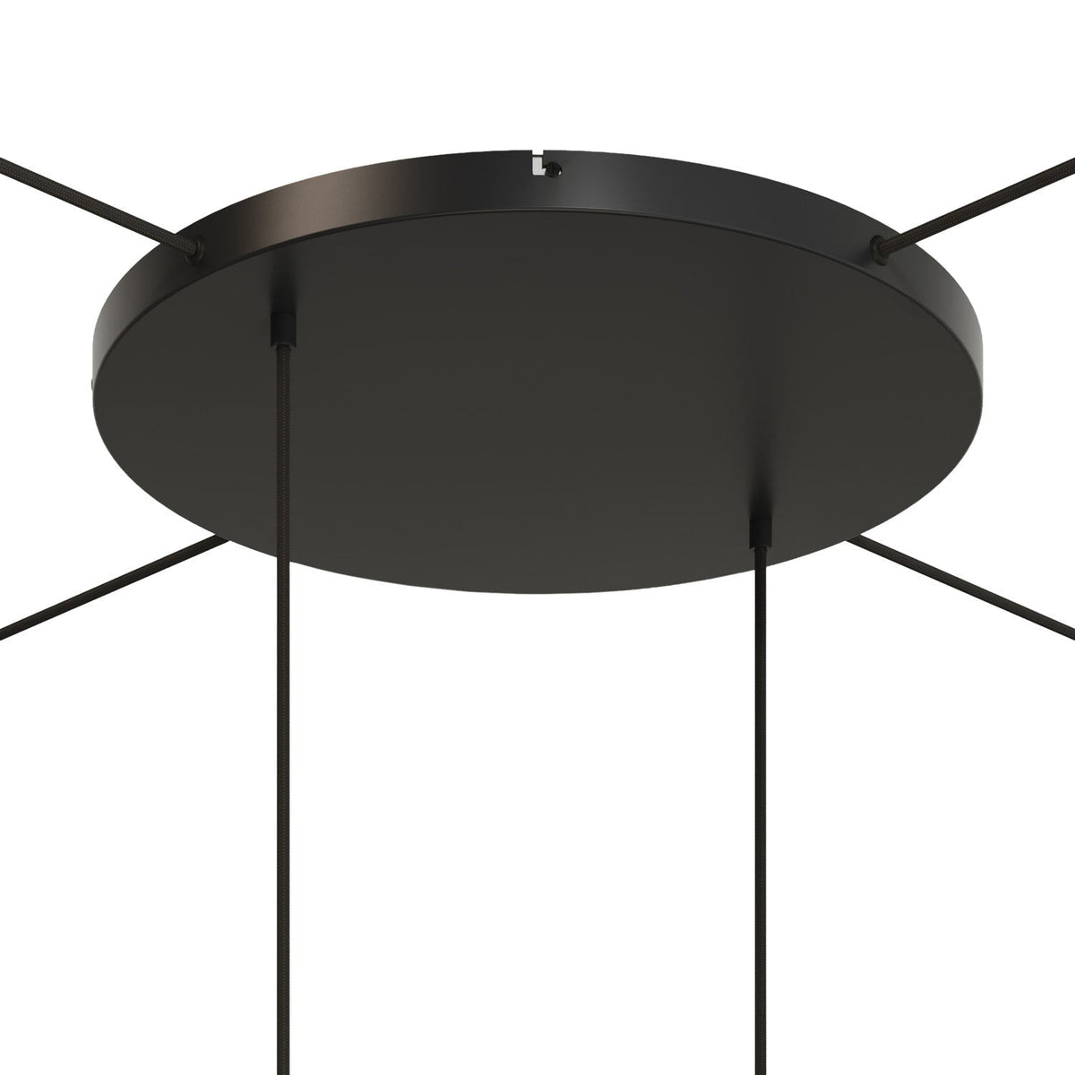 Runder Lampenbaldachin aus Aluminium Ø 50 cm mit Halterung und Erdungs-Textilkabel, mit 2 Frontbohrungen – Schwarz – Ansicht 21