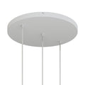 Runder Lampenbaldachin aus Aluminium Ø 50 cm mit Halterung und Erdungs-Textilkabel, mit 3 Frontbohrungen in Linie – Mattweiß