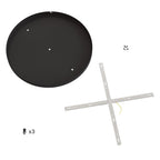 Runder Lampenbaldachin aus Aluminium Ø 50 cm mit Halterung und Erdungs-Textilkabel, mit 3 Frontbohrungen in Linie – Schwarz – Ansicht 4
