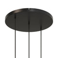 Runder Lampenbaldachin aus Aluminium Ø 50 cm mit Halterung und Erdungs-Textilkabel, mit 3 Frontbohrungen in Linie – Schwarz