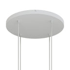 Runder Lampenbaldachin aus Aluminium Ø 50 cm mit Halterung und Schutzleiter-Textilkabel, mit 4 frontalen Bohrungen – Mattweiß
