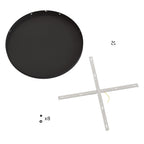 Runder Lampenbaldachin aus Aluminium Ø 50 cm mit Halterung und Schutzleiter-Textilkabel, mit 4 seitlichen Bohrungen – Schwarz – Ansicht 4