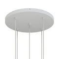 Runder Lampenbaldachin aus Aluminium Ø 50 cm mit Halterung und Schutzleiter-Textilkabel, mit 5 frontalen Bohrungen – Mattweiß